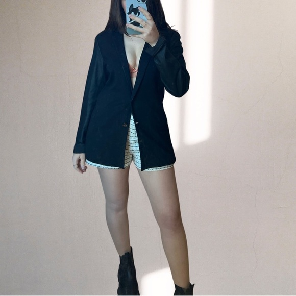 [CLEARANCE/Send Offers] THEORY VINTAGE BLAZER WITH LEATHER SLEEVES, SIZE 8 - Picture 1 of 5